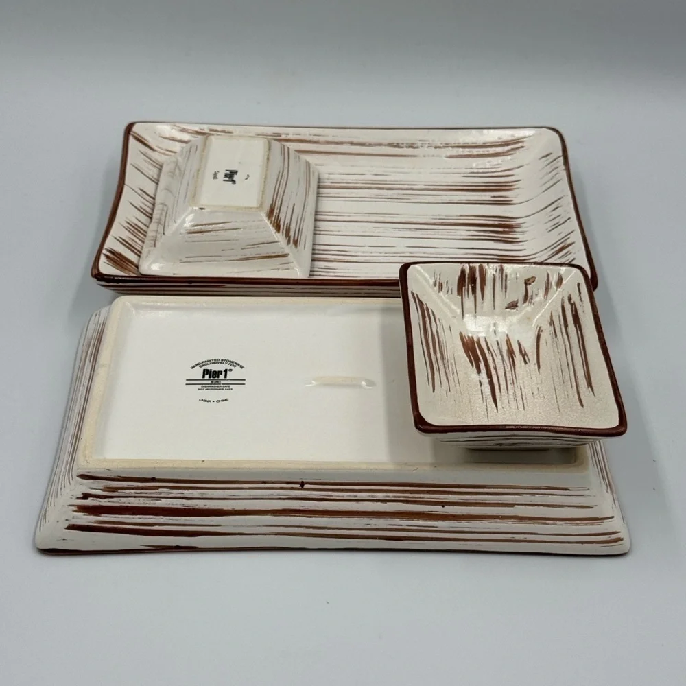 Vintage Pier 1 Ceramic “Suki” Sushi Serving Set for 2